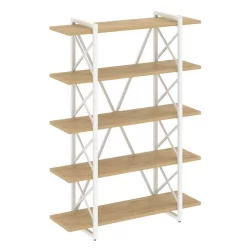Стеллаж на регулируемых опорах - 5 полок LOFT VR.L-MST.O-5.8V Металл белый Тиквуд светлый