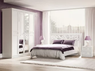 Кровать двуспальная 1600 с тумбами Джулия Белая