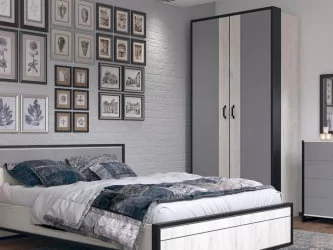 Комплект мебели для спальни Техно №5 Дуб Крафт белый Серый шифер