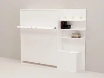 Кровать-трансформер Смарт 1 К 1600+П правая Белая шагрень