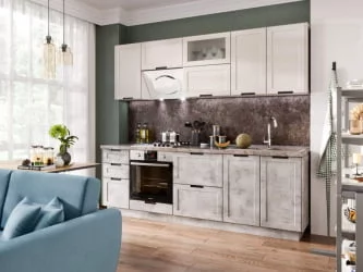 Кухонный гарнитур Джамис №2 Белый кашмир Белый камень