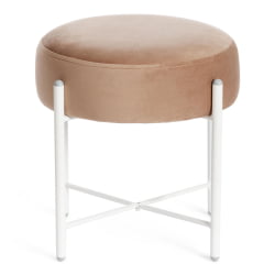 Банкетка AMBER металл, ткань, 41*41*40 см, бежевый/белый