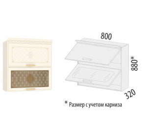 Шкаф-витрина кухонный (с системой плавного закрывания) Милана 23.09.1 Сосна Астрид/Ваниль