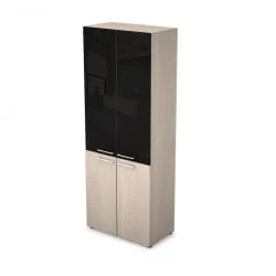 Шкаф стеллаж высокий со стеклом TAIM-MAX 4Ш.005.4 Шамони светлый