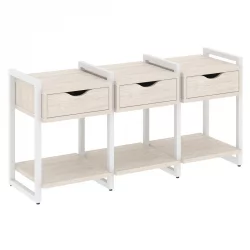 Тумба на регулируемых опорах наборная. Вариант №4 LOFT VR.L-TN-4.O Металл белый Денвер светлый