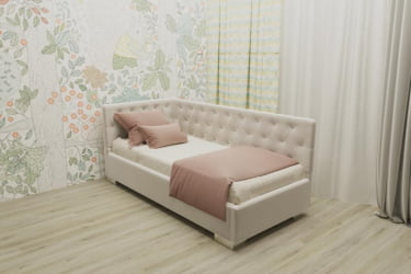 Детская кровать 120 190 ВЕРСАЛЬ БЕЗ ОСНОВАНИЯ (BERHOUSE) Материал фасада: Металл/Велюр; Спальное место: 1200х1900; Цвет: Кремовый