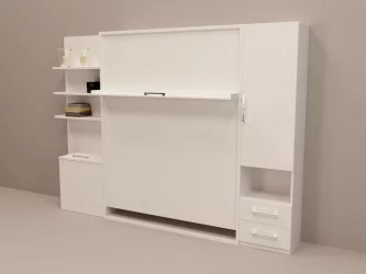 Кровать-трансформер Смарт 1 с полками 1400 левый Ясень шимо темный