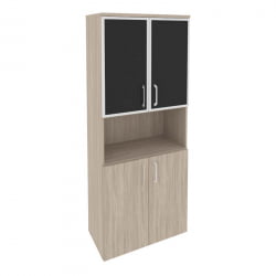 Шкаф высокий широкий ОНИКС О.СТ-1.4Р блаcк Дуб Аттик / ONIX O.ST-1.4R black