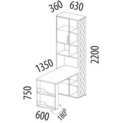 Стол-стеллаж (лев/прав) Аляска 64