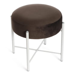 Банкетка AMBER металл, ткань, 41*41*40 см, темно-коричневый/белый