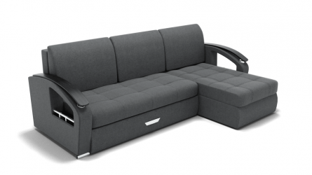 Диван Дубай-2 с оттоманкой угол левый/правый (ЗР) Цвет фасада: Светло серый; Тип: Левый/правый; Материал фасада: Металл/Велюр