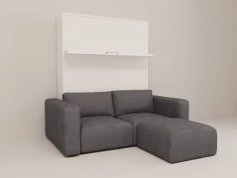 Диван-кровать трансформер Смарт 1 с пуфом К 1400 Белая шагрень