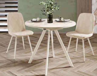 Круглый раздвижной стол Орфей 51 (02) Мрамор бежевый