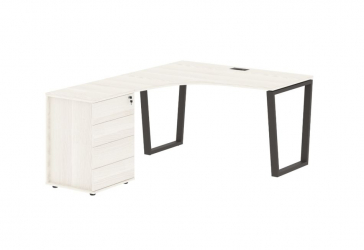 Стол эргономичный с тумбой левый EDIS EVCET 1318 L Ясень Траун Мокко