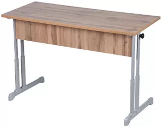 Парта двухместная с прямыми углами (рост 3-7) Дуб Вотан/Металл Серый