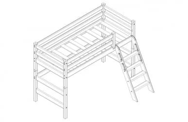 Кровать-домик Соня Вариант 6 с наклонной лестницей
