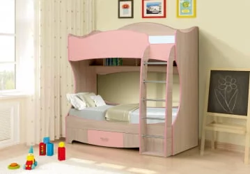 Двухъярусная кровать для детей двухъярусная Юниор-7 Ясень шимо светлый/Лайм