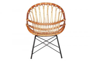 Кресло Secret De Maison Petunia (mod. 01 5088 SP KD/1-1) натуральный ротанг/металл, 80х61х66см, светлый мед/черный