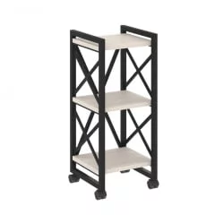 Стеллаж на колесных опорах - 3 полки LOFT  VR.L-MST.K-3.4 Металл черный Денвер светлый