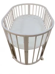 Кровать-трансформер с двумя матрасами и маятником Merry Happy Mini матовая Слоновая кость (3 в 1)