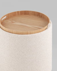 Пуф-столик с ящиком Хюгге С букле бежевый / S