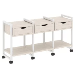 Тумба на колесных опорах наборная. Вариант №4 LOFT VR.L-TN-4.K Металл белый Денвер светлый