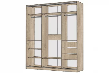 Шкаф-купе 3-х дверный Виктория 2000х584х2300, Дуб сонома светлый 20ДЛЗЛДЛЗЛДЛЗЛ-ПЯШШ-Дсс 310-3132