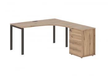 Стол эргономичный с тумбой правый ЕДИС ЕУCЕТ 1518 Р Дуб Денвер светлый Мокко / EDIS EUCET R