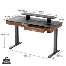 Стол для компьютера c электрической регулировкой по высоте и 2 ящиками EUREKA ERK-ED-I55-WN
