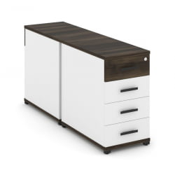 Тумба двухсторонняя опорная приставная с 4-мя ящиками CONCEPT CN.DTGO-002 B/W Дуб Мали Белый бриллиант Черный