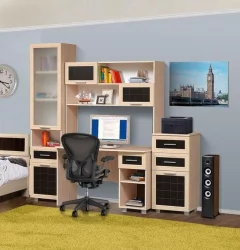 Шкаф-купе из мдф Уголок школьника (двухдверный) Дуб беленый Туя светлая