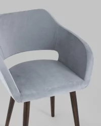 Стул с подлокотниками Саймон велюр Серый