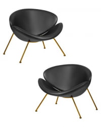 Кресло дизайнерское DOBRIN EMILY (черный винил YP16, золотое основания) 2 шт