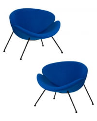 Кресло дизайнерское DOBRIN EMILY (синяя ткань AF6, черное основание) 2 шт