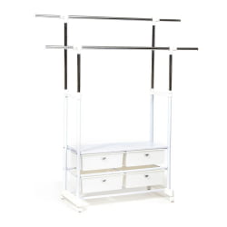 Вешалка NY-3297 металл, 76-130*43*109-165см, хром/белый