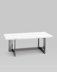 Журнальный столик Нэйтан 122*61 белый мрамор сталь Темный хром