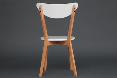 Стул MAXI (Макси) / 1 шт. в упаковке каркас бук, сиденье, спинка - мдф, 86 х 48.5 х 54.5 см, Белый+Натуральный ( Бук)