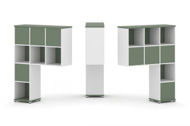 Надставка на стол высокая двухсторонняя + задняя стенка (8 шт.) CONCEPT CN.DNV-005 Кобо Белый бриллиант Белый металл