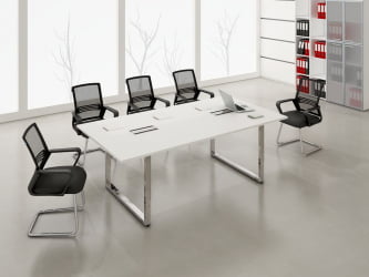 Стол рабочий, прямолинейный три опоры, левый GLOSS LINE НСТЛ-П.996 Белый Премиум