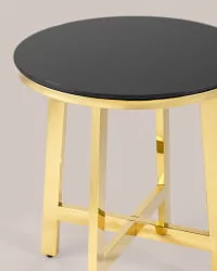 Журнальный стол АЛЬБА 50x50 Золото (стекло черное)