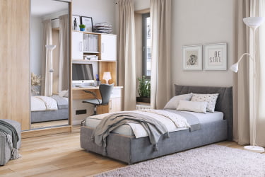 Кровать с мягким изголовьем Бест КМ0.9-15 графит (велюр)