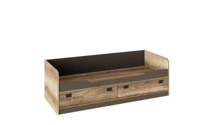 Детская кровать с ящиком для белья Пилигрим ТД-276.12.01 Дуб каньон светлый/Серый