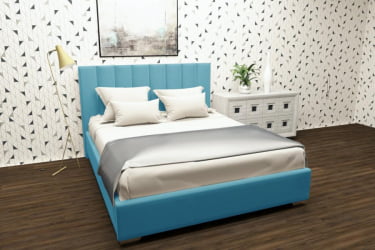Кровать 140 на 200 Терра с подъемным механизмом Цвет фасада: Бирюзовый; Материал фасада: Металл/Велюр; Спальное место: 1400х2000 мм