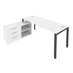 Рабочая станция на П-образном м/к с опорной тумбой левая Metal System БП.РС-СТС-2.5 Л Белый/Антрацит
