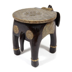 Столик Secret De Maison GOLDEN SLON ( mod. ND-006) дерево манго/латунная чеканка, 40х30х31 см, этническая роспись