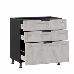 Тумба кухонная 800 с 3 ящиками ЛЮКС (4) Джамис ЛД 296.930.000.082 Черный Белый камень