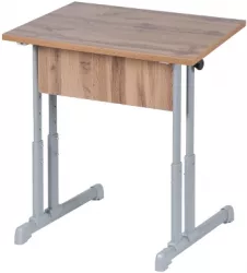 Парта одноместная прямые углы (рост 3-7) Клен Танзау/Металл Серый