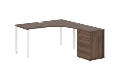 Стол эргономичный с тумбой правый EDIS EUCET 1518 R Дуб Денвер темный Белый