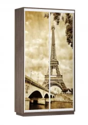 Шкаф-купе со стеклом Экспресс Дуо 1200х2200h Париж/Венге