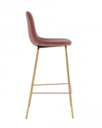 Стул барный Валенсия SN золотые ножки велюр Пыльно-розовый